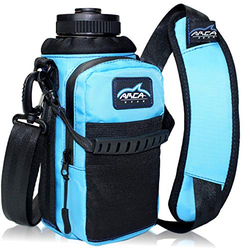 Book Cover Arca Gear 32 oz Hydro Carrier - Insulated Water Bottle Sling w/Carry Handle, Shoulder Strap, Wallet and Two Pouches - The Perfect Flask Accessory - Lagoon Blue