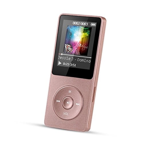 Book Cover AGPTEK 8GB MP3 Player, 70 Hours Playback Music Player with FM Radio, Voice Recorder, Supports up to 128GB, Rose Gold, A02