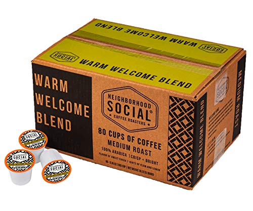 Book Cover Neighborhood Social, Warm Welcome Blend Medium Roast Gourmet Coffee, 80 Count (Pack of 1)