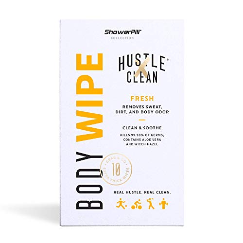 Book Cover The Body Wipe by ShowerPill - No Shower Wipes for Adults for Post-Workout or Camping Bathing - 30 Individually Wrapped Wipes