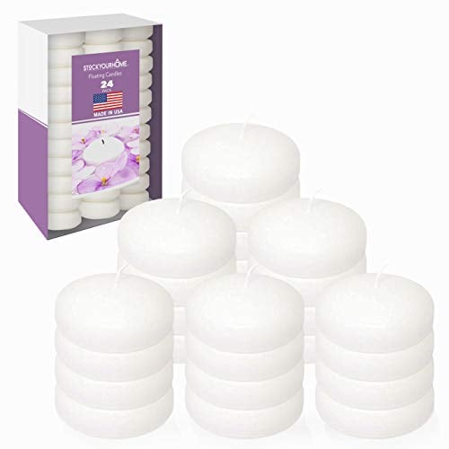 Book Cover Stock Your Home 3 Inch Floating Candles (24 Pack) - 10 Hour Burning White Unscented Classic Floating Candles - Long Lasting Floating Candles for Weddings, Parties, Special Occasions, Home Decorations