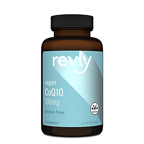 Book Cover Amazon Brand - Revly Vegan CoQ10 100 mg - Normal Energy Production, Supports Cardiovascular Health - 2 Month Supply (60 Capsules)