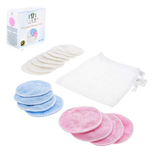 Book Cover 16 PACK Reusable Makeup Remover Bamboo Cotton Pads - Organic Cotton Rounds - Laundry Bag Included - Zero Waste and Chemical Free Face Wipes - 2 Layers of Organic Bamboo Velour Cloth