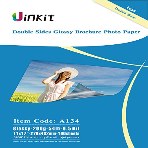 Book Cover Uinkit Cardstock Double Sided Glossy Photo Paper 100 Sheets 11x17 Inches 9.5Mil 200g for Inkjet Printing Only