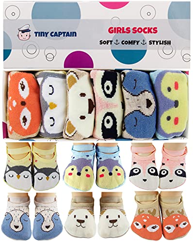 Book Cover Baby Toddler Girls Grip Socks - Anti Slip Strap Socks 1-3 Year Old Gift Gripper Socks Animal Cartoon (1-3T)