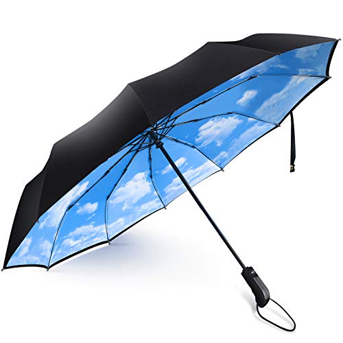 Book Cover Travel Umbrella Windproof Double Canopy Vented Windproof, Waterproof Auto Open/Close Umbrellasï¼ŒExtra Large Oversize Travel Umbrella,Double Layer Anti-UV Umbrella, (10 Ribs)