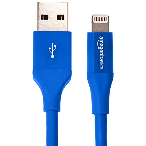 Book Cover AmazonBasics Lightning to USB A Cable, Advanced Collection, MFi Certified iPhone Charger, Blue, 4 Inch