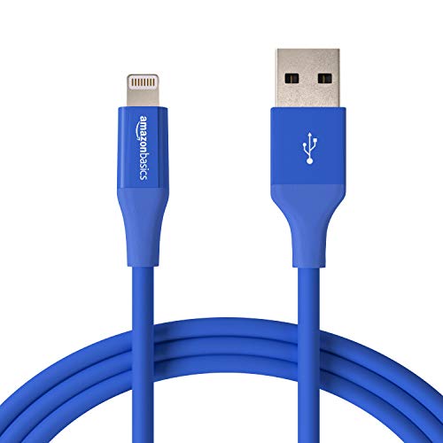 Book Cover Amazon Basics Lightning to USB A Cable, Advanced Collection, MFi Certified Apple iPhone Charger, Blue, 6 Foot