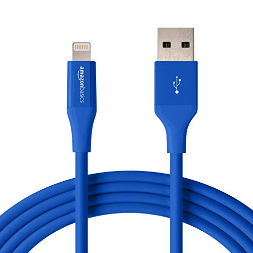 Book Cover Amazon Basics Lightning to USB A Cable, Advanced Collection, MFi Certified Apple iPhone Charger, Blue, 10 Foot