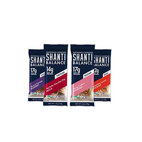 Book Cover SHANTI BAR Plant Protein + Immunity Superfoods, Whole Foods | Vegan, Paleo, Certified Organic, Gluten Free, Raw Healthy Snack, Low Glycemic, No Refined Sugars | Best Sellers Variety Pack, 12 Count