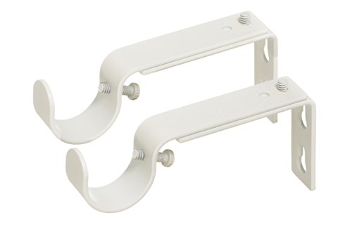 Book Cover Ivilon Adjustable Brackets for Curtain Rods - for 1 or 1 1/8 Inch Rods. Set of 2 - Ivory