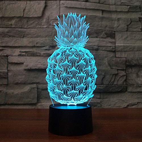 Book Cover Pineapple 3D Illusion Lamp LED Pineapple Ananas Night Light for Living Bed Room Decoration USB Operated 7 Changing Colors Desk Table Lamp Light for Party Supplies Birthday Gift for Kid