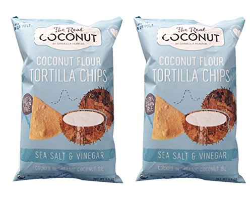 Book Cover The Real Coconut Grain/Gluten Free Coconut Flour Tortilla Chips 2 Pack (Sea Salt & Vinegar)