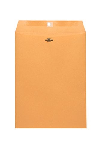 Book Cover 10 x 13 Clasp Envelopes - Brown Kraft Catalog Envelopes with Clasp Closure & Gummed Seal - 28lb Heavyweight Paper Envelopes for Home, Office, Business, Legal or School - 100 Box 10x13 inch