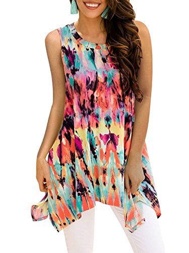 Book Cover Viracy Women's Summer Casual Sleeveless Swing Tunic Floral Tank Top