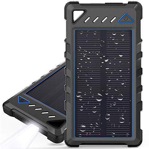 Book Cover Portable Solar Charger, BEARTWO 10000mAh Ultra-Compact Solar Phone Charger with Dual USB Ports, Waterproof Solar power bank with Flashlight Compatible with iPhone, Samsung Galaxy and More