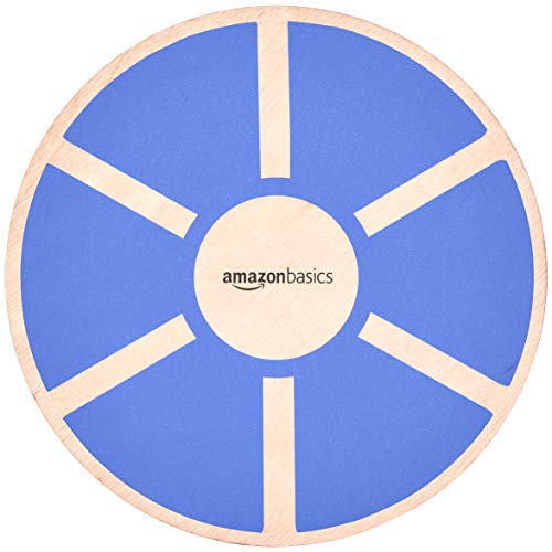 Book Cover Amazon Basics Wood Wobble Balance Board - 16.2 x 16.2 x 3.6 Inches, Blue