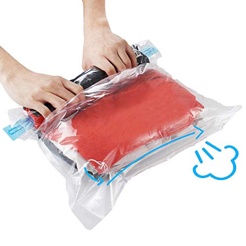 Book Cover KFYM 10Pcs Vacuum Travel Storage Bag, Reusable Travel Space Saver Bags, Saves 75% of Storage Space, Perfect Travel Organizer, 3 Various Sizes-4 x S, 3 x M, and 3 xL