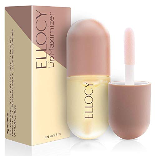 Book Cover Ellocy Lip Plumper, Natural Lip Enhancer, Lip Maximizer, Lip Plumping Balm, Moisturizing Clear Lip Gloss for Fuller Lips & Hydrated Beauty Lips - 5.5ML