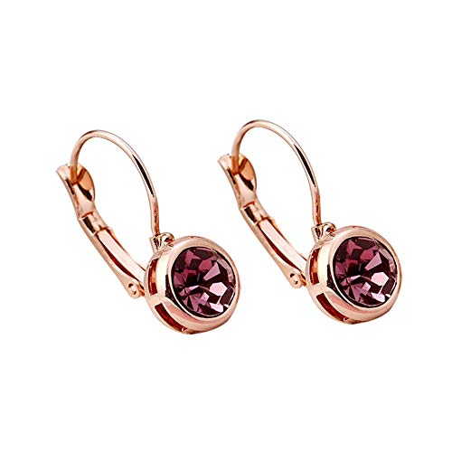 Book Cover Wintefei Fashion Shiny Zircon Alloy Elegant Round Earrings Women Charming Jewelry Gift - Light Purple