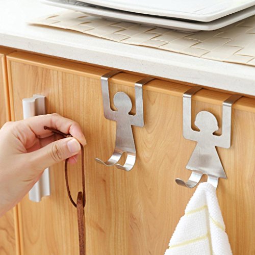 Book Cover LtrottedJ 2Pcs Stainless Steel Lovers Shaped Hook Kitchen Hanger,Clothes Storage Rack Tool