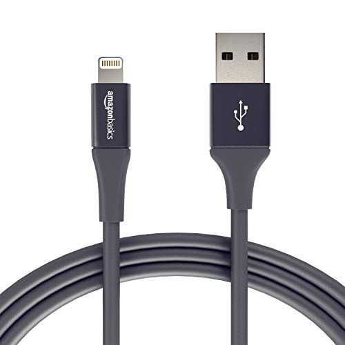 Book Cover Amazon Basics Apple MFi-Certified USB A Cable with Lightning Connector, Premium Collection - 6 Feet (1.8 Meters) - Single - Gray