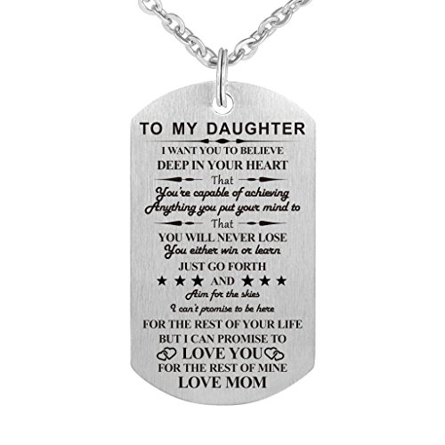 Book Cover Dad Mom To My Son Daughter I Want You To Believe Stainless Steel Dog Tag Military Air Force Pendant Necklace for Birthday Graduation