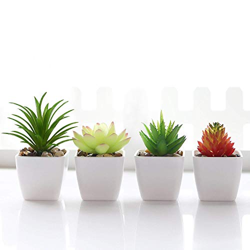 Book Cover Veryhome Fake Succulents Plants Artificial Faux Succulents Small 4pcs Mini Potted Plastic Succulents for Christmas Home Office Living Room Desk Decor Aesthetic