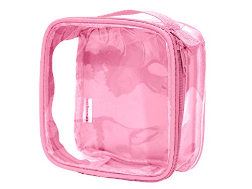 Book Cover Clear TSA Approved 3-1-1 Travel Toiletry Bag for Carry On / Quart Size Transparent Liquids Pouch for Airport Security & Carry On / Reusable See Through Vinyl & PVC Plastic Organizer for Men and Women (Rose)