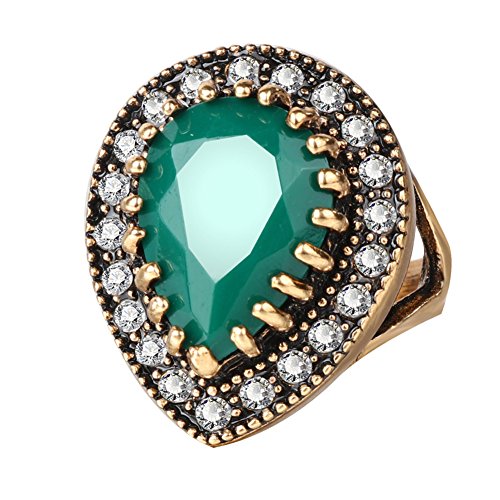 Book Cover Wintefei Antique Teardrop Resin Shiny Rhinestone Inlaid Finger Ring Women Jewelry Gift
