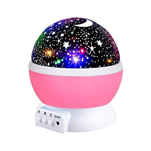Book Cover Starry Night Light for Girls, Rotating Star Light Nights Projector Party Favor Decoration Star Lamp for Kids Toys for 3-12 Year Old Girls Christmas Gifts Pink