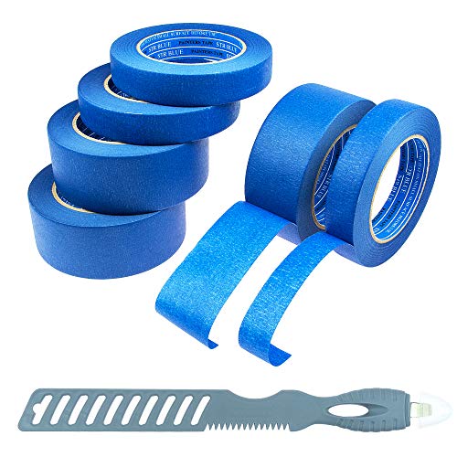 Book Cover Blue Painters Tape 6 Roll Kit (3 Rolls 1 & 2 Inch; Multitools) | for All DIY & Professional Painting Projects | Wide Blue Tape | Crepe Paper Masking Painter's Tape | Clean Removal & Multi-Surface Use