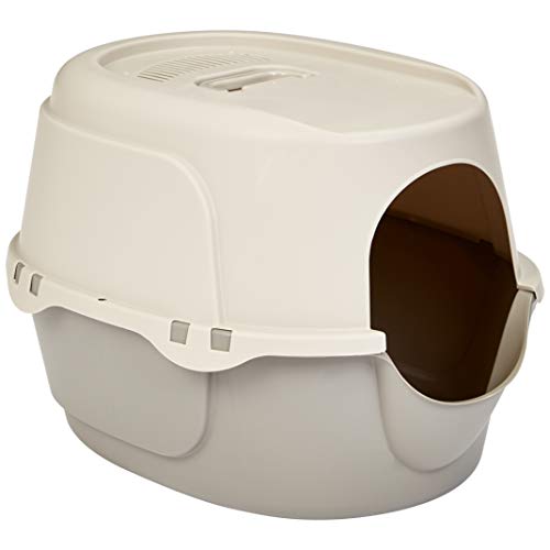 Book Cover AmazonBasics Hooded Enclosed Cat Litter Box With No Door - 20 x 17 x 26 Inches, Beige