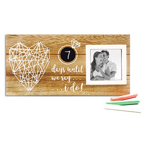 Book Cover VILIGHT Wedding Countdown Picture Frame - Engagement Gifts for Newly Engaged Couples - Days Until I Do Sign with Chalkboard 3D String Art - 3x3 Photo