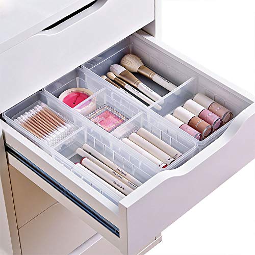 Book Cover Chris.W Desk Drawer Organizer Tray with Adjustable Dividers, Multi-Drawers for Makeups, Utensil, Pens, Flatware and Junks - Set of 4 (2 Large + 2 Small) 10.24 Inch Length
