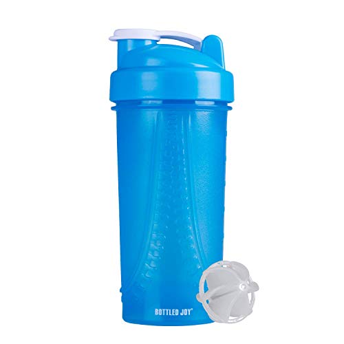 Book Cover BOTTLED JOY Water Bottle, Protein Shaker Bottle with Mixer Ball BPA Free Plastic Sports Water Bottle Leakproof Shaker Cup for Fitness Sports and Travel Non-Slip Mix Drinking Bottle 22oz / 650ml