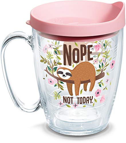 Book Cover Tervis Sloth Nope Not Today Made in USA Double Walled Insulated Tumbler Travel Cup Keeps Drinks Cold & Hot, 16oz Mug, Classic