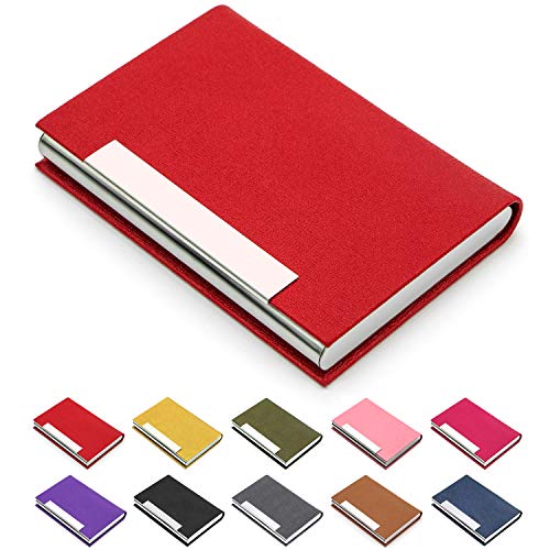 Book Cover Business Card Holder, Business Card Holders, Business Card Case, Business Card Holders Wallet Credit Card ID Case/Holder for Men & Women (Red)