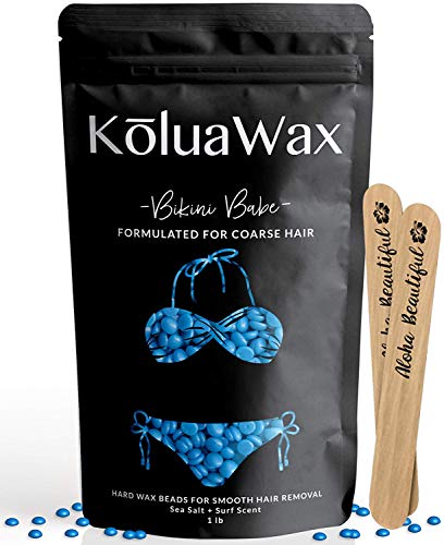 Book Cover Hard Wax Beans for Painless Hair Removal (Coarse Body Hair Specific).Our Strongest Blue Bikini Babe by KoluaWax for Brazilian, Underarms, Back and Chest. Large Refill Pearl Beads for Wax Warmers.