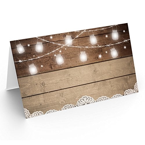 Book Cover Printed Party Table Place Cards for All Occasions and Events, Set of 25 (Rustic)