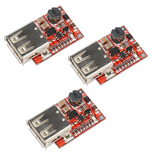 Book Cover Boost Converter Module, DROK 3pcs USB DC-DC Step up 3V to 5V 1A Convert Voltage Regulator Board for MP3 MP4 Phone Charging