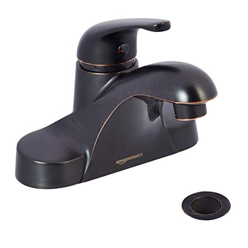 Book Cover AmazonBasics Classic Single-Handled Basin Faucet - 4-Inch, Oil-Rubbed Bronze
