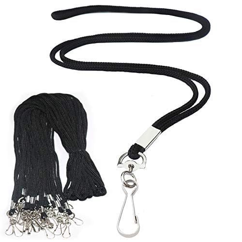Book Cover Bulk Lanyards, BAITEER 120 Pack Black Lanyards with Swivel J Hook for ID Name Badge Holder, Name Tag Holder, VIP, School, Conference, Festival and Hang Keys - 1 Year Warranty