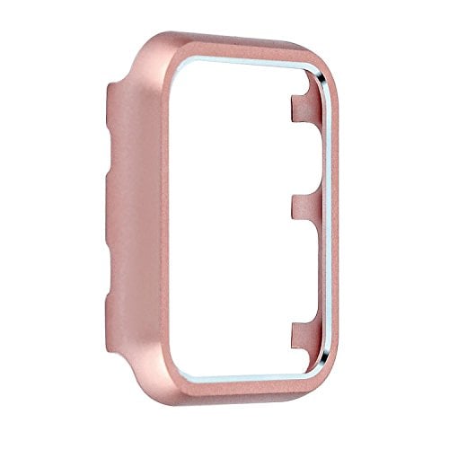 Book Cover Angeland Metal Protective Smartwatch Bumper 42mm, Matte Finish Aluminum Alloy Frame Cover Case Compatible with Apple Watch 42mm Series 3, Series 2, Series 1 - Rose Gold
