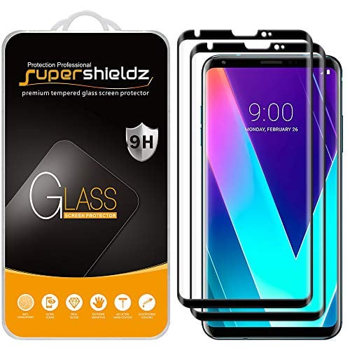 Book Cover [2-Pack] Supershieldz for LG V30 Tempered Glass Screen Protector, [Full Screen Coverage][3D Curved Glass] Anti-Scratch, Bubble Free, Lifetime Replacement Warranty (Black)