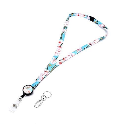 Book Cover Grekywin Painting Style Neck Lanyard and Retractable Badge Holder Retractable Badge Reel for ID Badge, Name Tag Badge