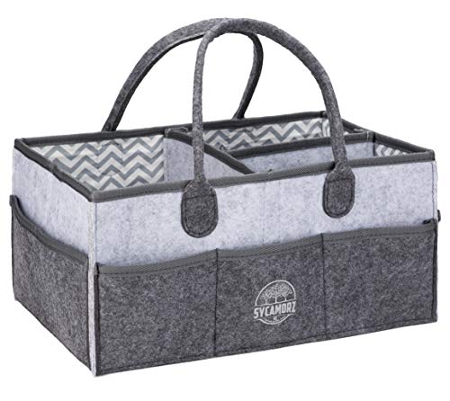 Book Cover Baby Diaper Caddy Organizer | Changing Table Storage | Dark Gray over Light Gray