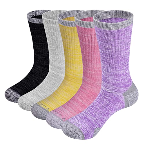 Book Cover YUEDGE Women's Hiking Socks Moisture Wicking Cotton Cushion Crew Gym Fitness Athletic Sports Socks for Women Size 5-9
