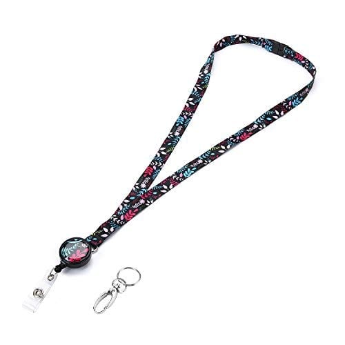 Book Cover Grekywin Artistic Breakaway Neck Lanyard for ID Badge, Badge Holder with Retractable Badge Reel Removable Buckle for Women
