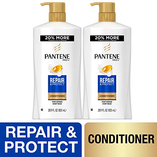 Book Cover Pantene, Sulfate Free Conditioner, Pro-V Repair and Protect for Damaged Hair, 28.9 fl oz, Twin Pack